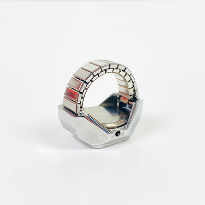 Retro Adjustable Watch Ring Silver Blue