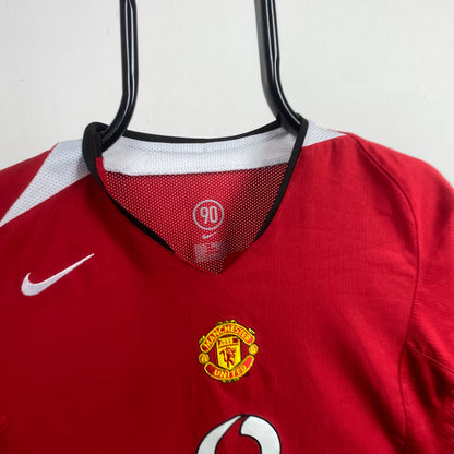 00s Nike Manchester United Football Shirt T-Shirt Red Womens Medium