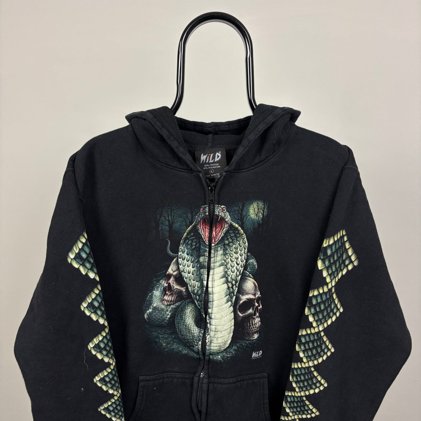 90s Wild Snake Zip Hoodie Black Large