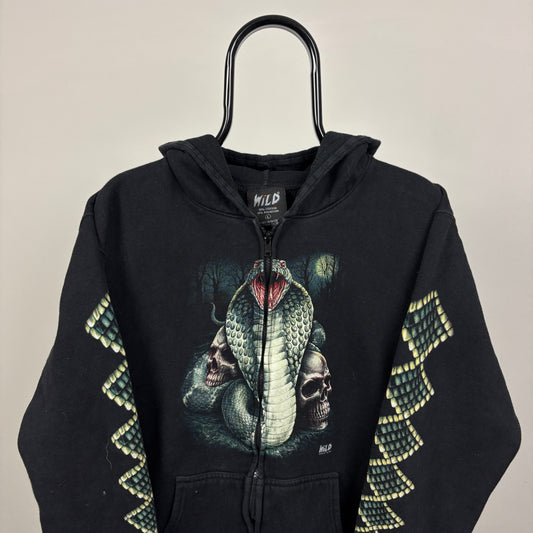 90s Wild Snake Zip Hoodie Black Large