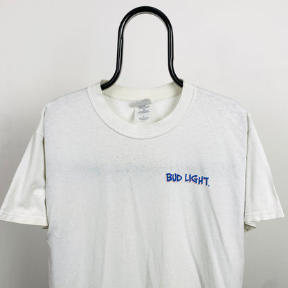 Retro 90s Gildan Bud Light T-Shirt White Large