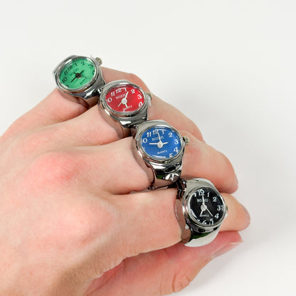 Retro Oval Watch Ring Adjustable Red