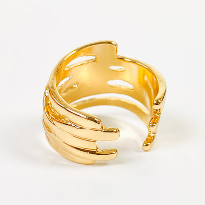 Retro Adjustable Swirl Ring Gold