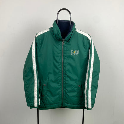 Retro Nautica Reversible Fleece Coat Jacket Green XL