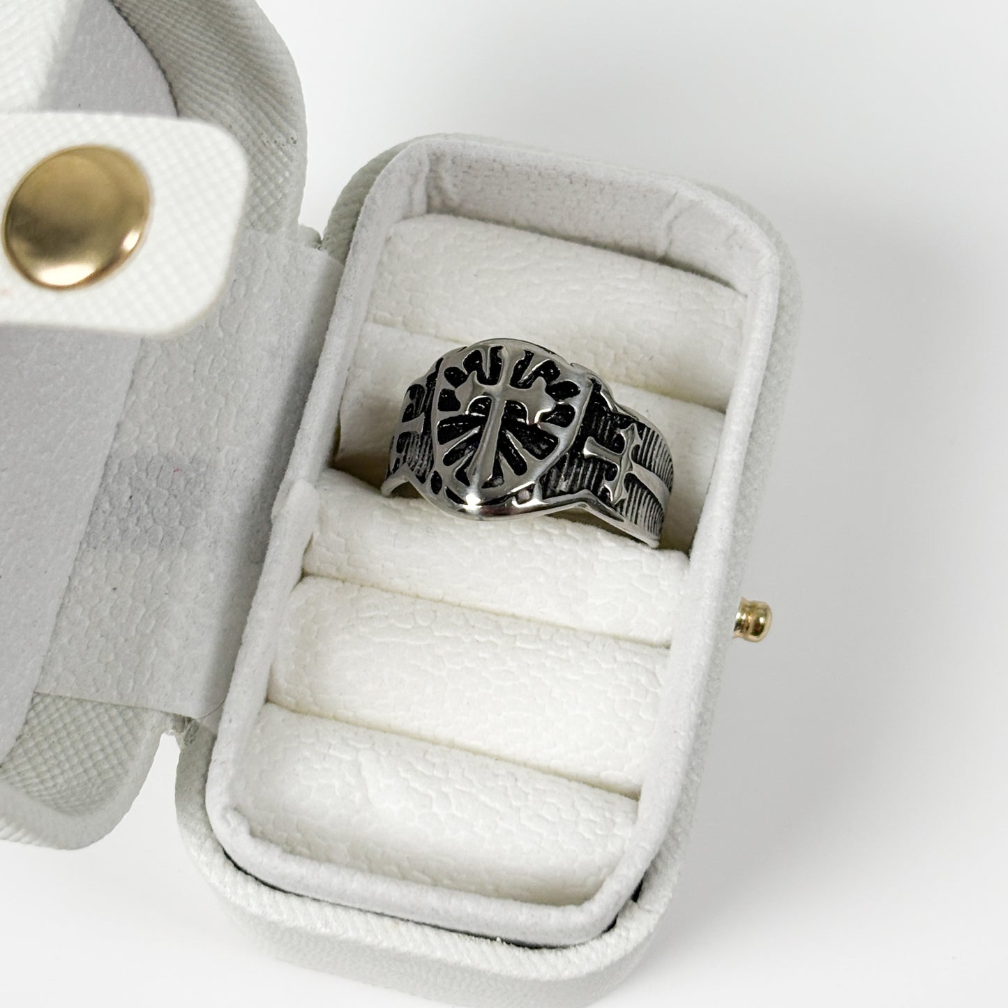 Vintage Knight Shield Ring Silver