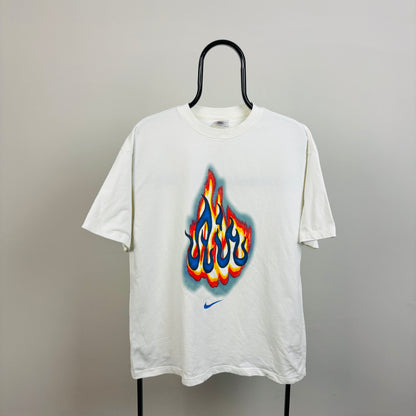 90s Nike Flame T-Shirt Green Large
