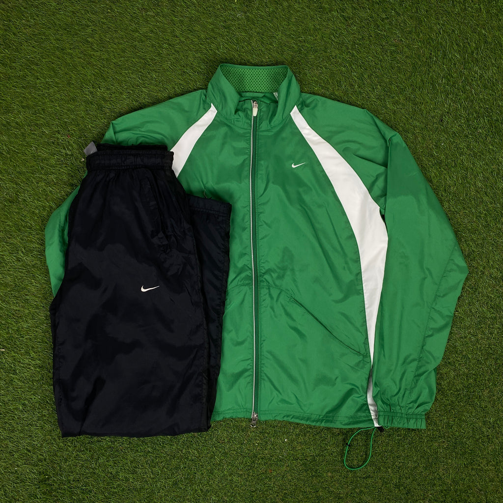 00s Nike Tracksuit Jacket + Joggers Set Green Large