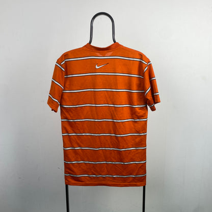 90s Nike Striped T-Shirt Orange Small