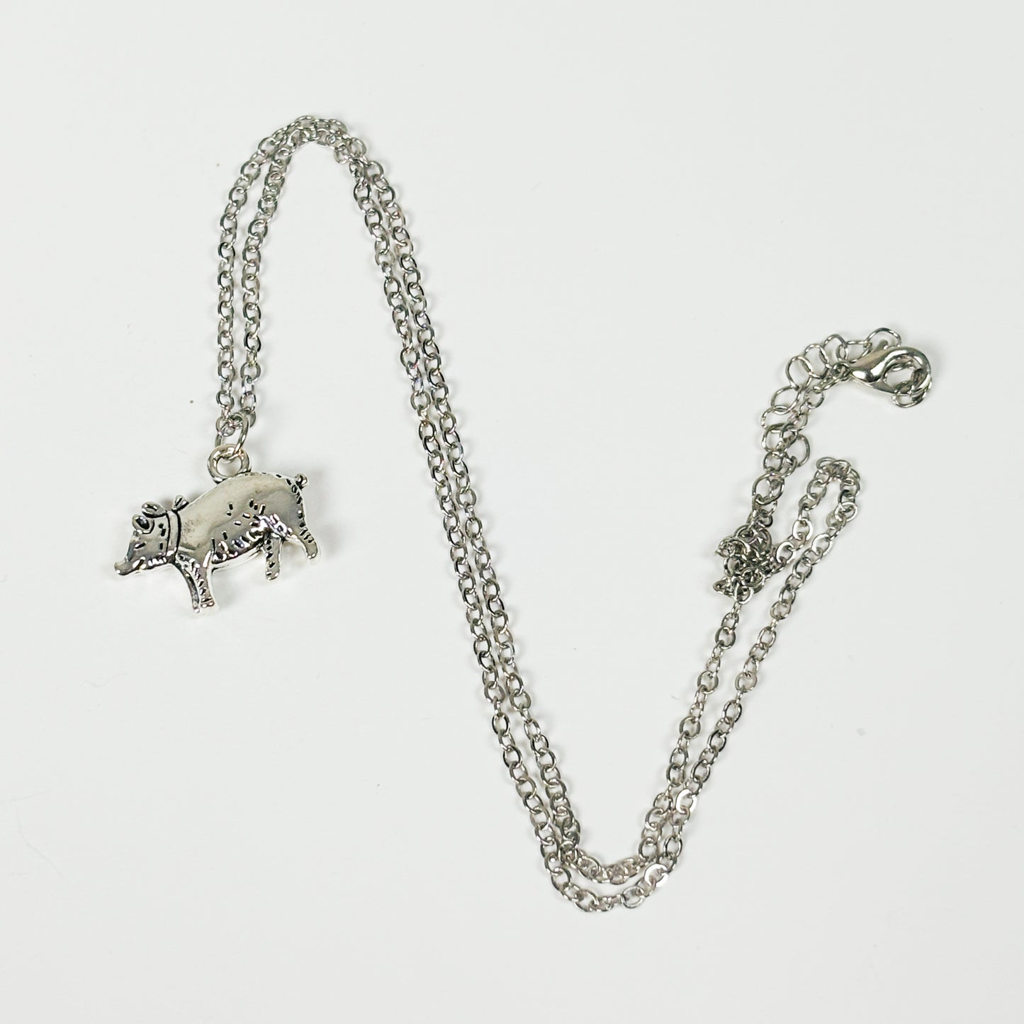 Pig Charm Necklace .925 Silver