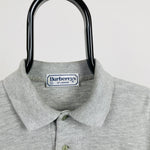 Retro Burberry Polo Shirt T-Shirt Grey Small