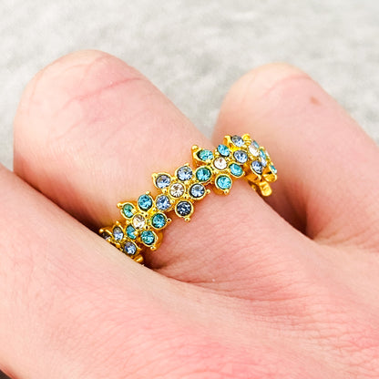 Vintage Gemstone Flower Ring Gold
