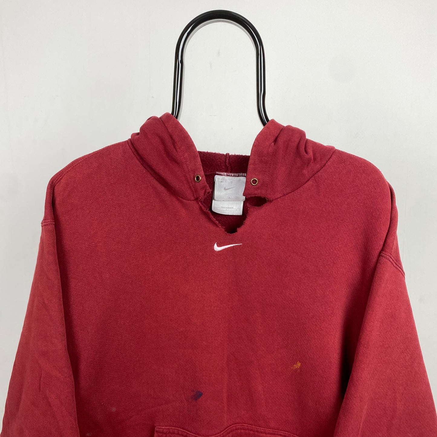 00s Nike Centre Swoosh Hoodie Red Large