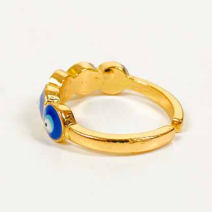 Retro Adjustable Evil Eye Ring Gold