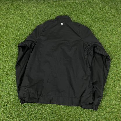 00s Nike Piping Windbreaker Jacket + Joggers Set Black Medium