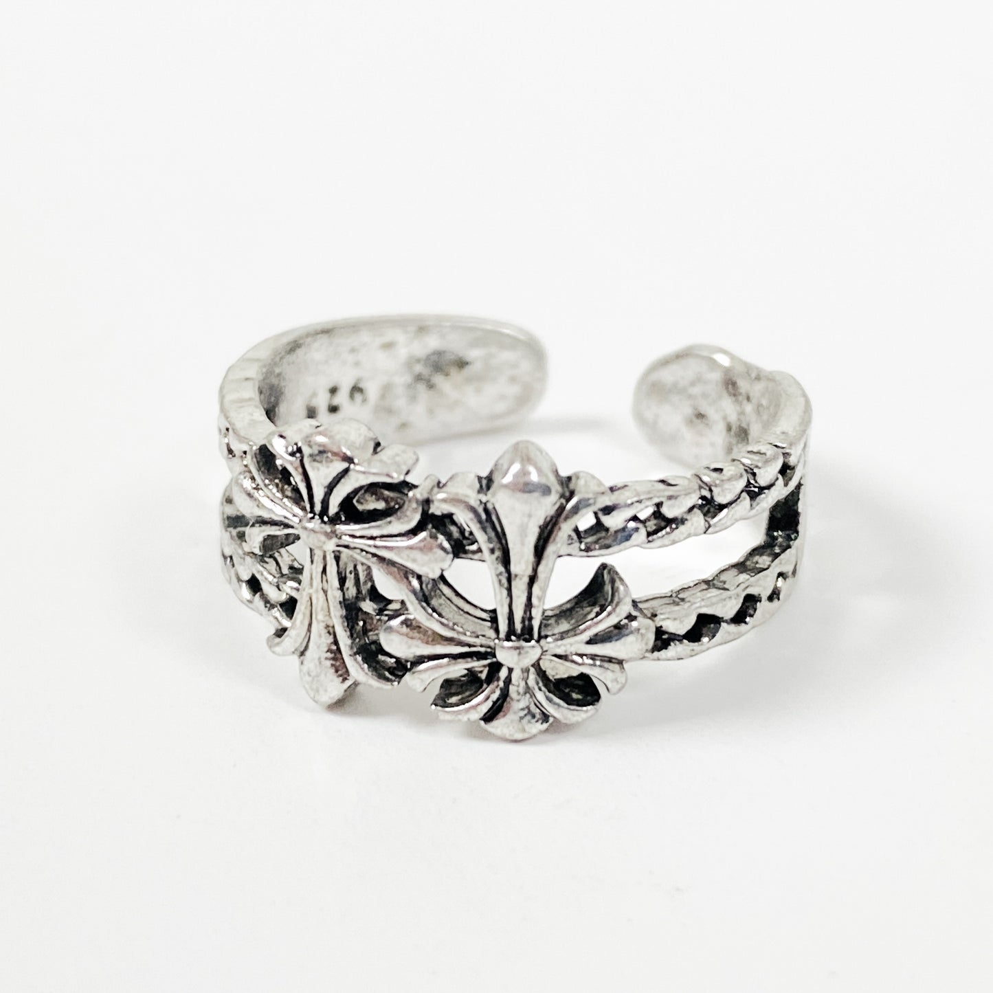 Vintage Adjustable Antique Duo Ring Silver