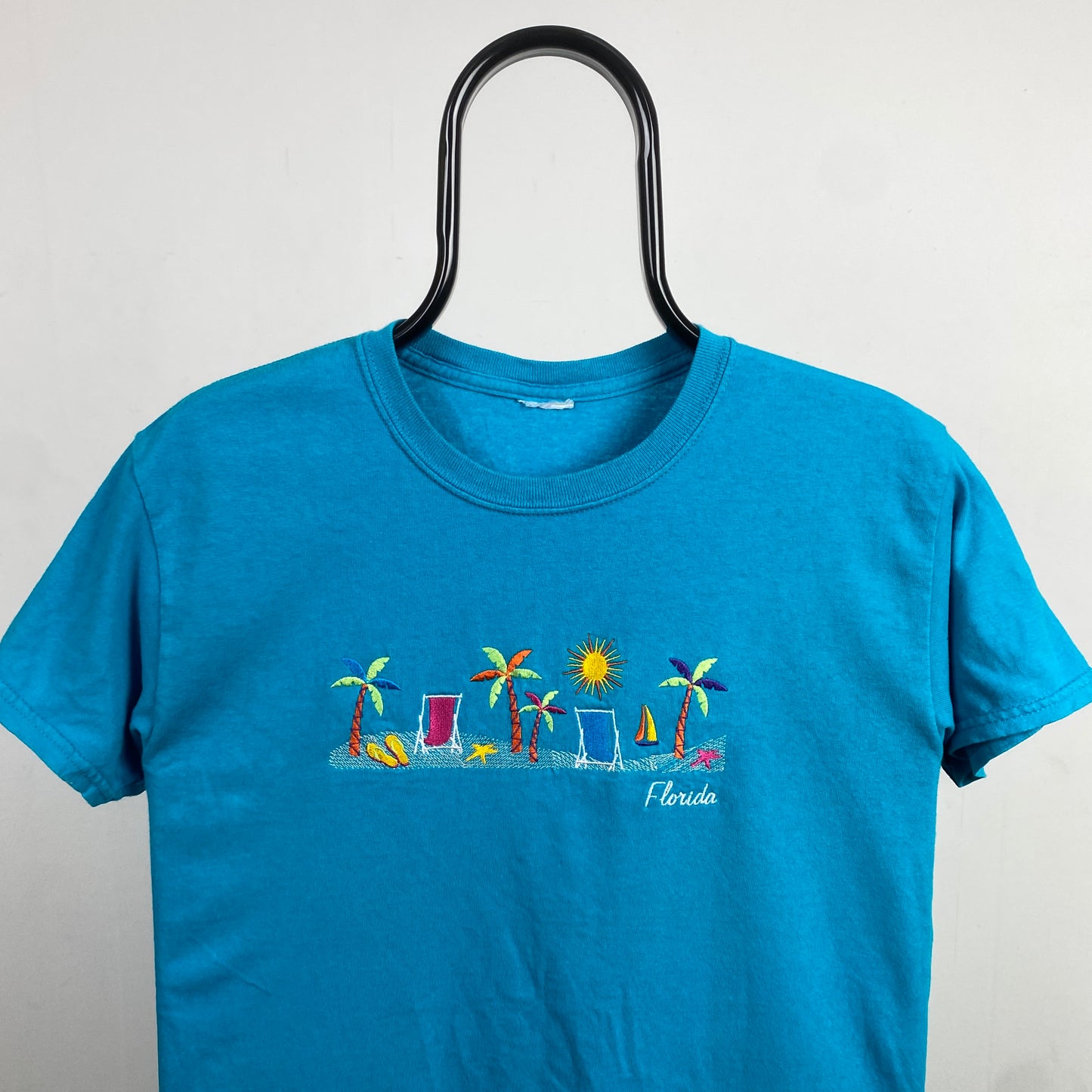 Retro 90s Florida Holiday T-Shirt Blue Small