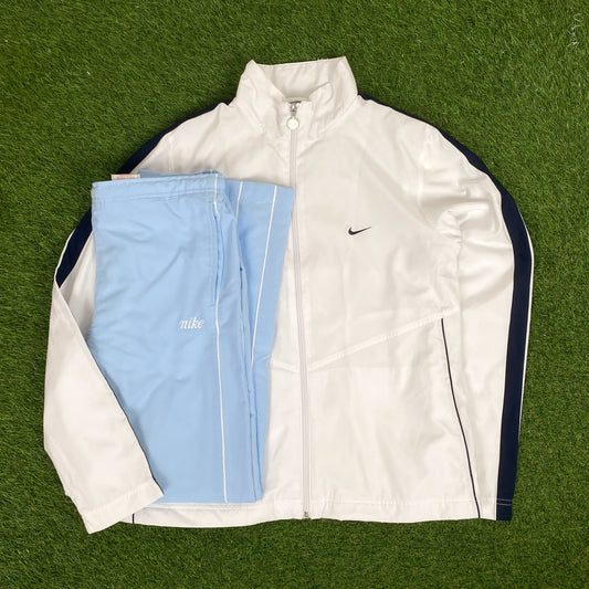 00s Nike Piping Tracksuit Jacket + Joggers Set White Large