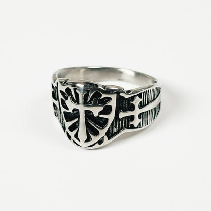 Vintage Knight Shield Ring Silver