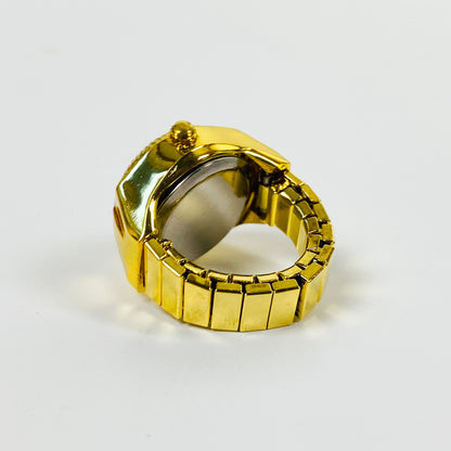 Retro Adjustable Digital Watch Ring Gold