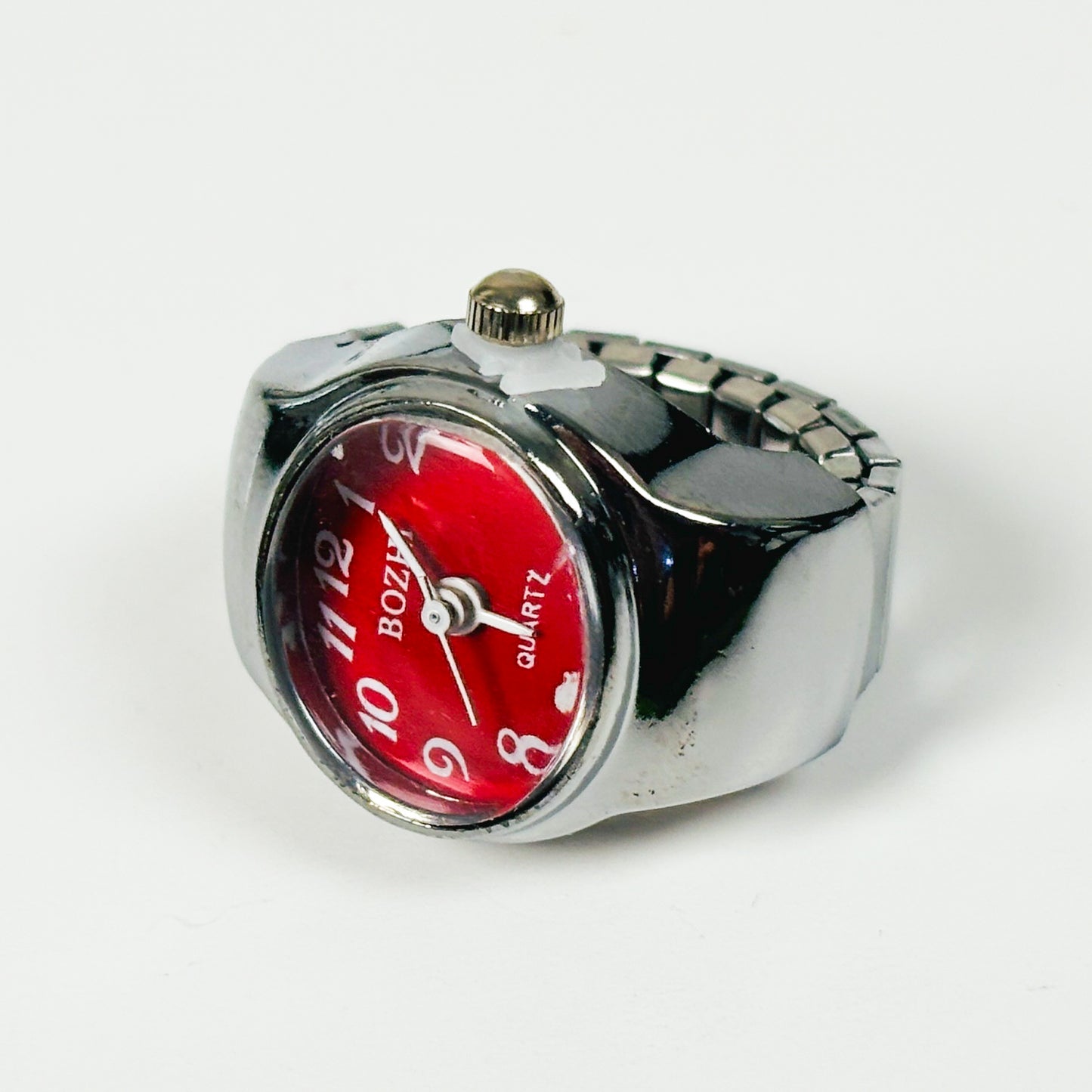 Retro Oval Watch Ring Adjustable Red