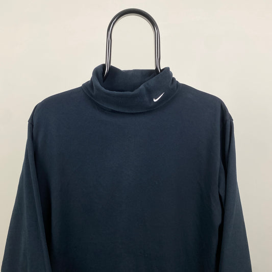00s Nike Roll Neck Sweatshirt Black Large