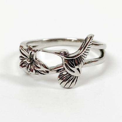 Retro Vintage Hummingbird Ring Silver