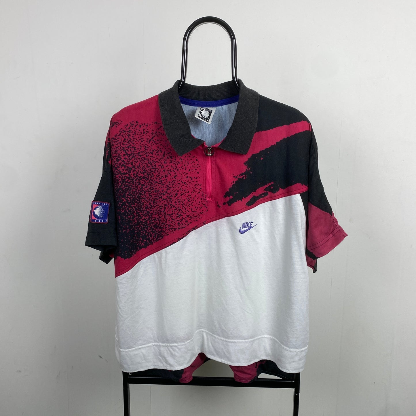 90s Nike Challenge Court Polo Shirt T-Shirt Black Large