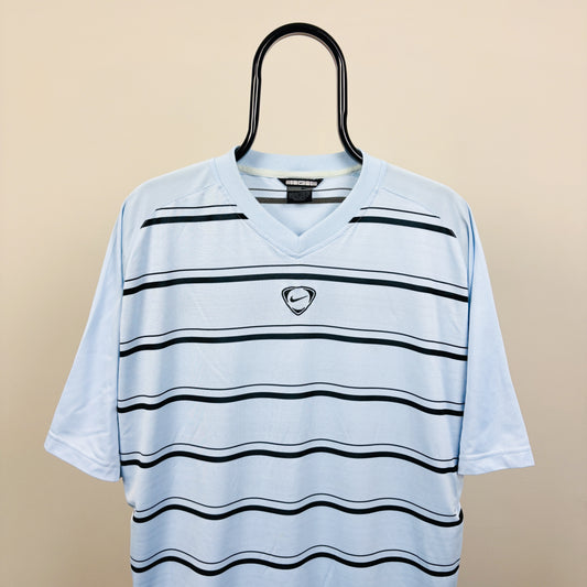 00s Nike Striped T-Shirt Baby Blue XL