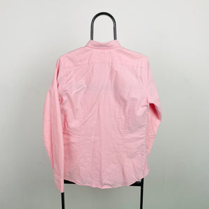 Retro Ralph Lauren Button Up Shirt T-Shirt Pink Small