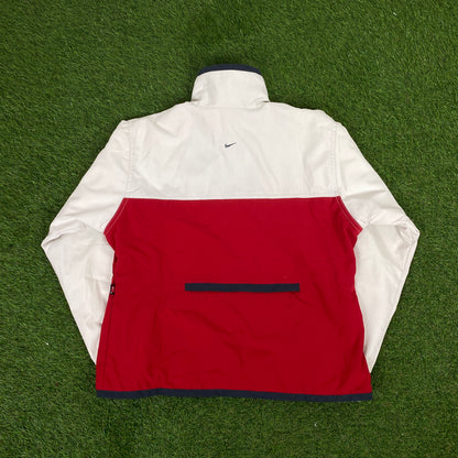 00s Nike Piping Windbreaker Jacket + Joggers Set White Medium