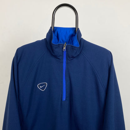 00s Nike Reversible 1/4 Zip Coat Jacket Blue XL