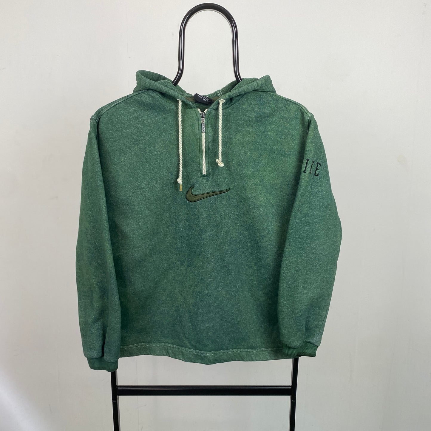 90s Nike 1/4 Zip Hoodie Green Small