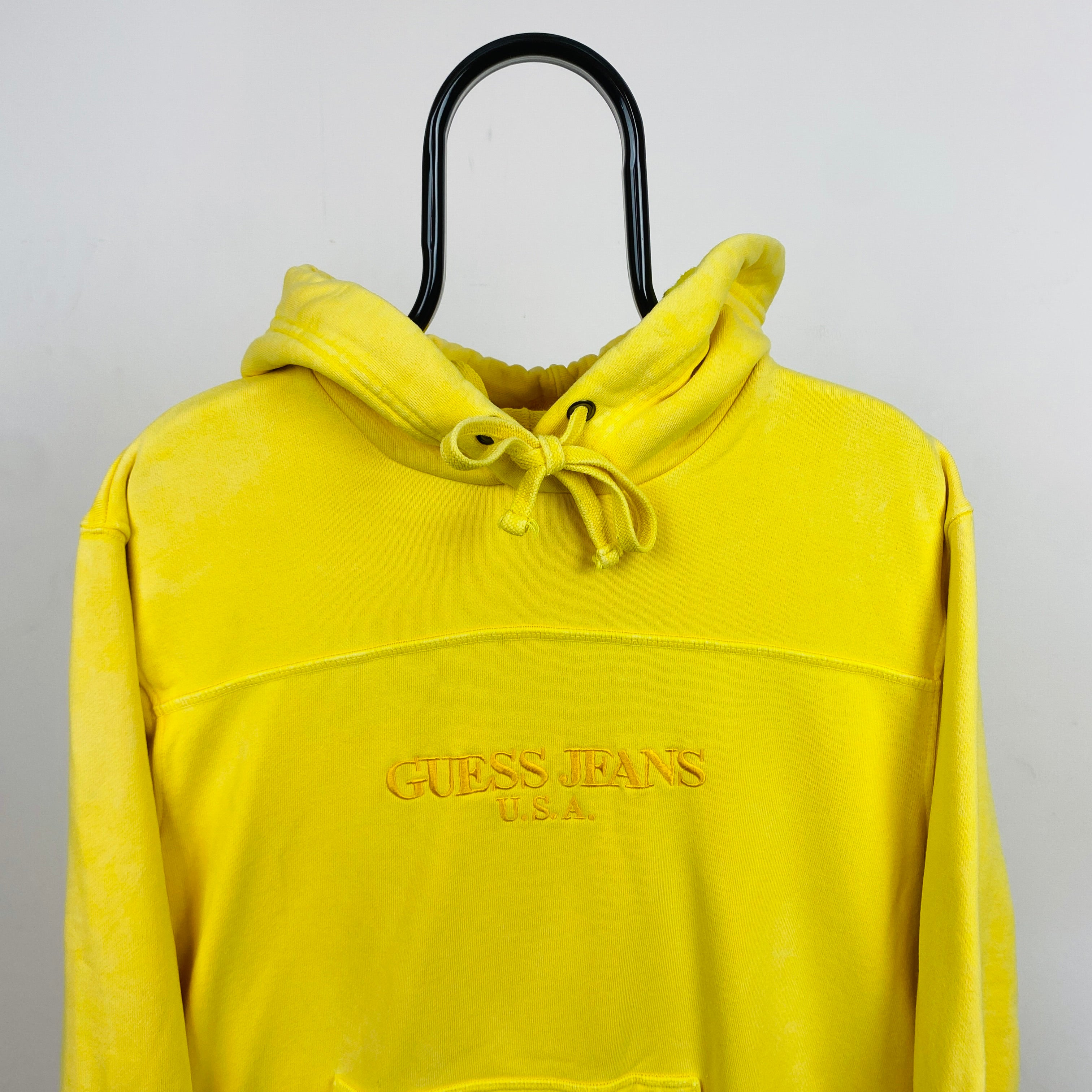 Retro Guess Jeans Hoodie Yellow Small