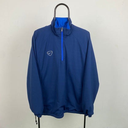 00s Nike Reversible 1/4 Zip Coat Jacket Blue XL