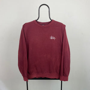 Retro 00s Stussy Sweatshirt Red Small