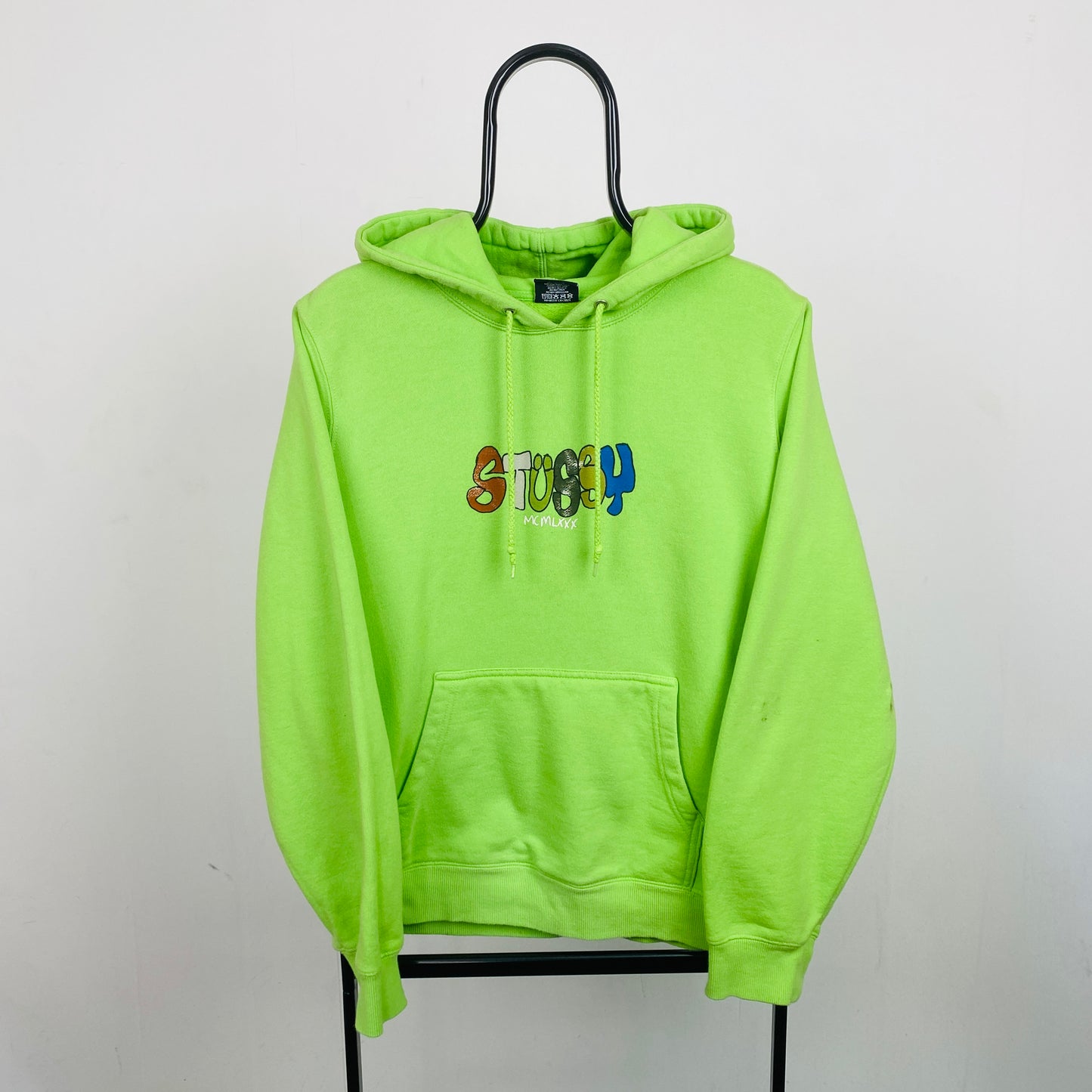 Retro 00s Stussy Hoodie Green Medium