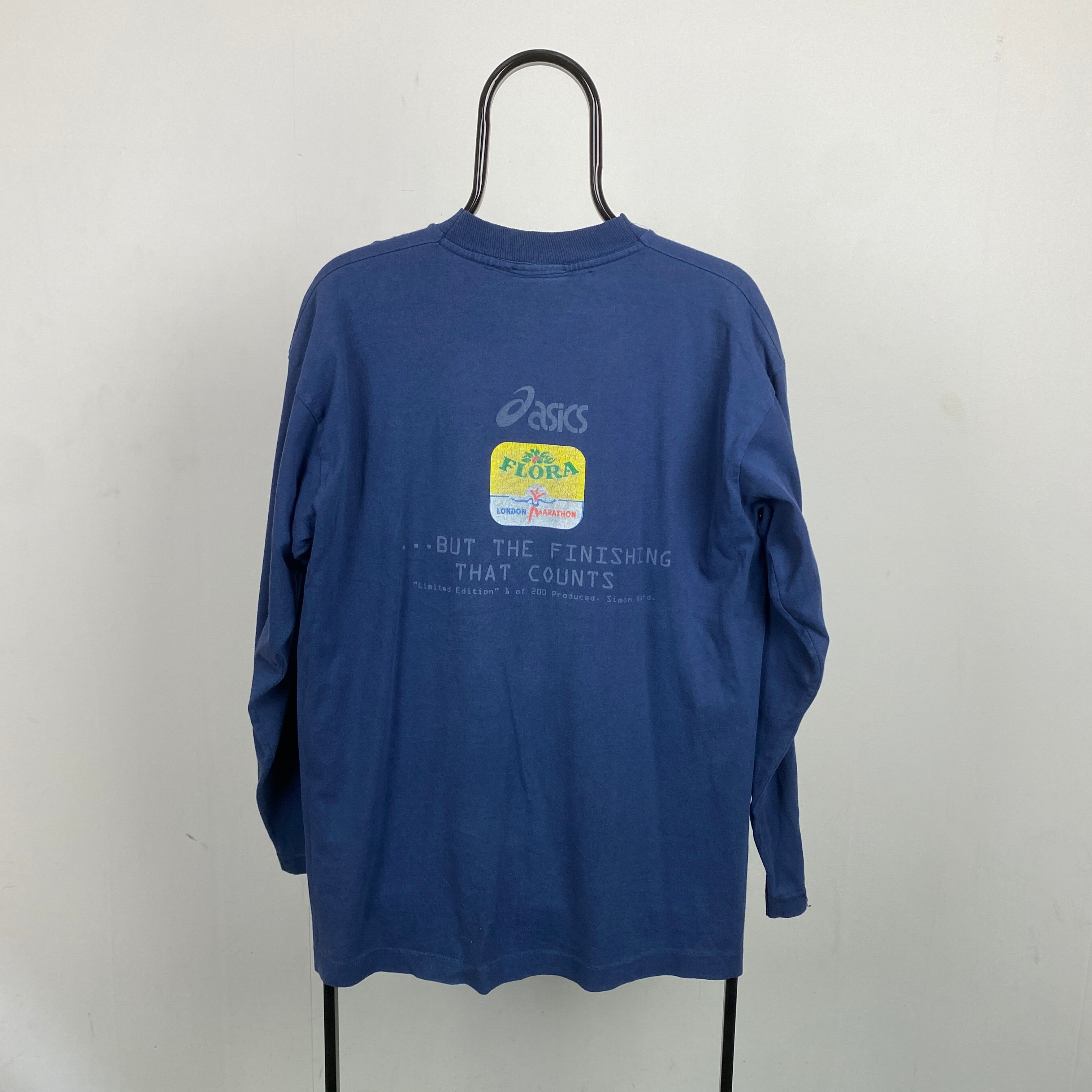 Retro Asics London Marathon T-Shirt Blue Large