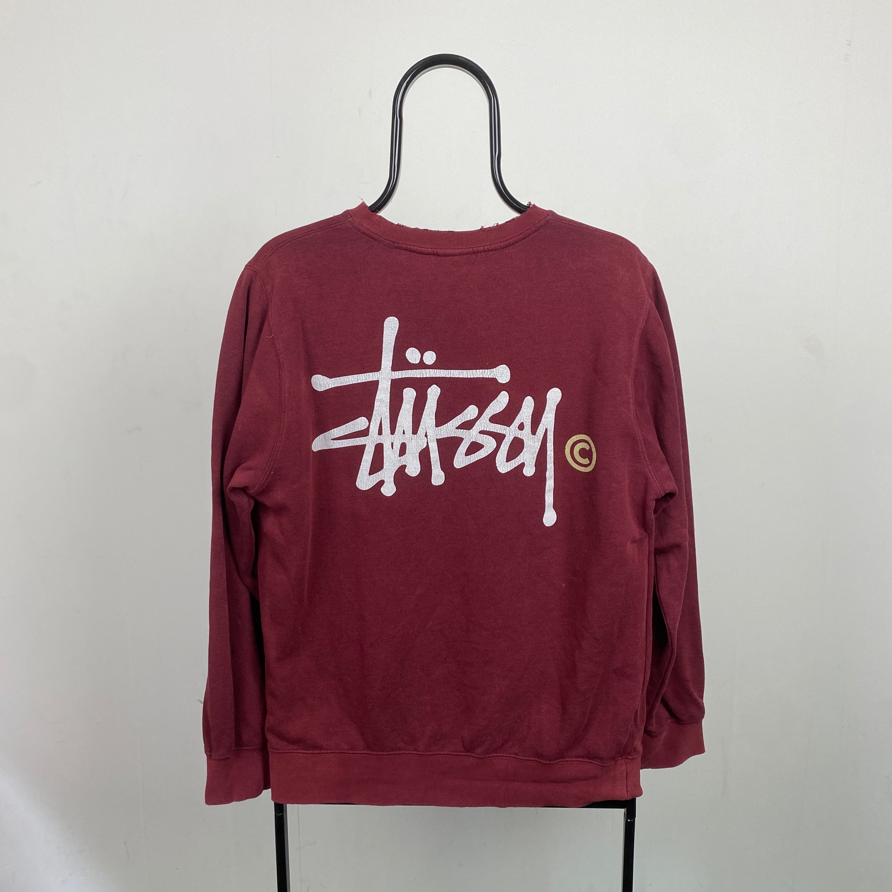 Retro 00s Stussy Sweatshirt Red Small