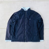 90s Nike Reversible Fleece Puffer Jacket Black Blue Medium