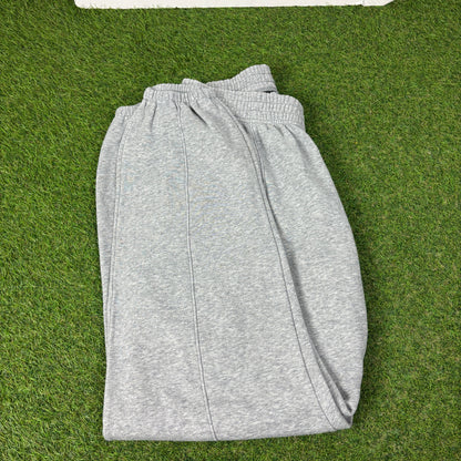 00s Nike Wide Leg Cotton Joggers Grey Medium