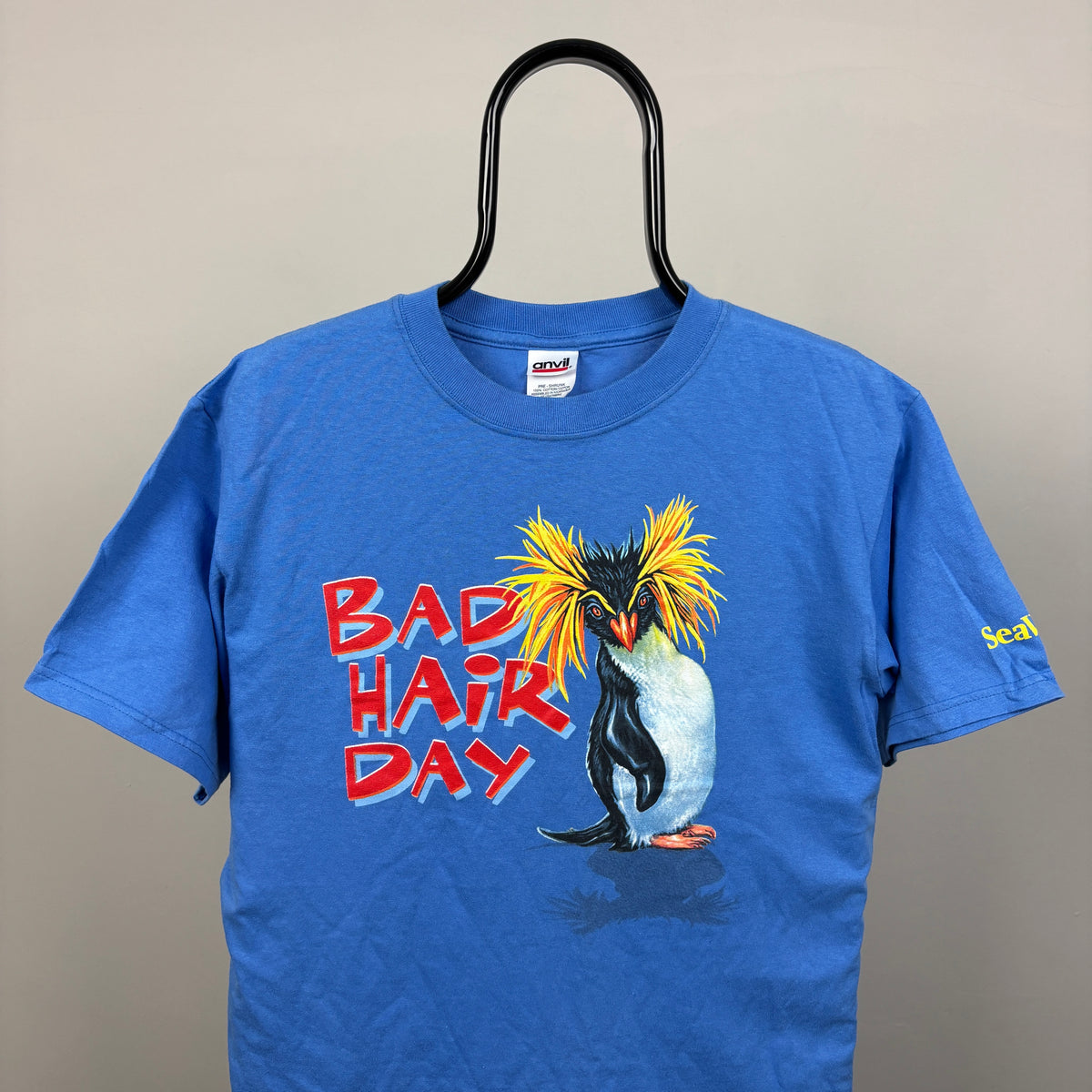 90s Seaworld Penguin T-Shirt Blue Medium