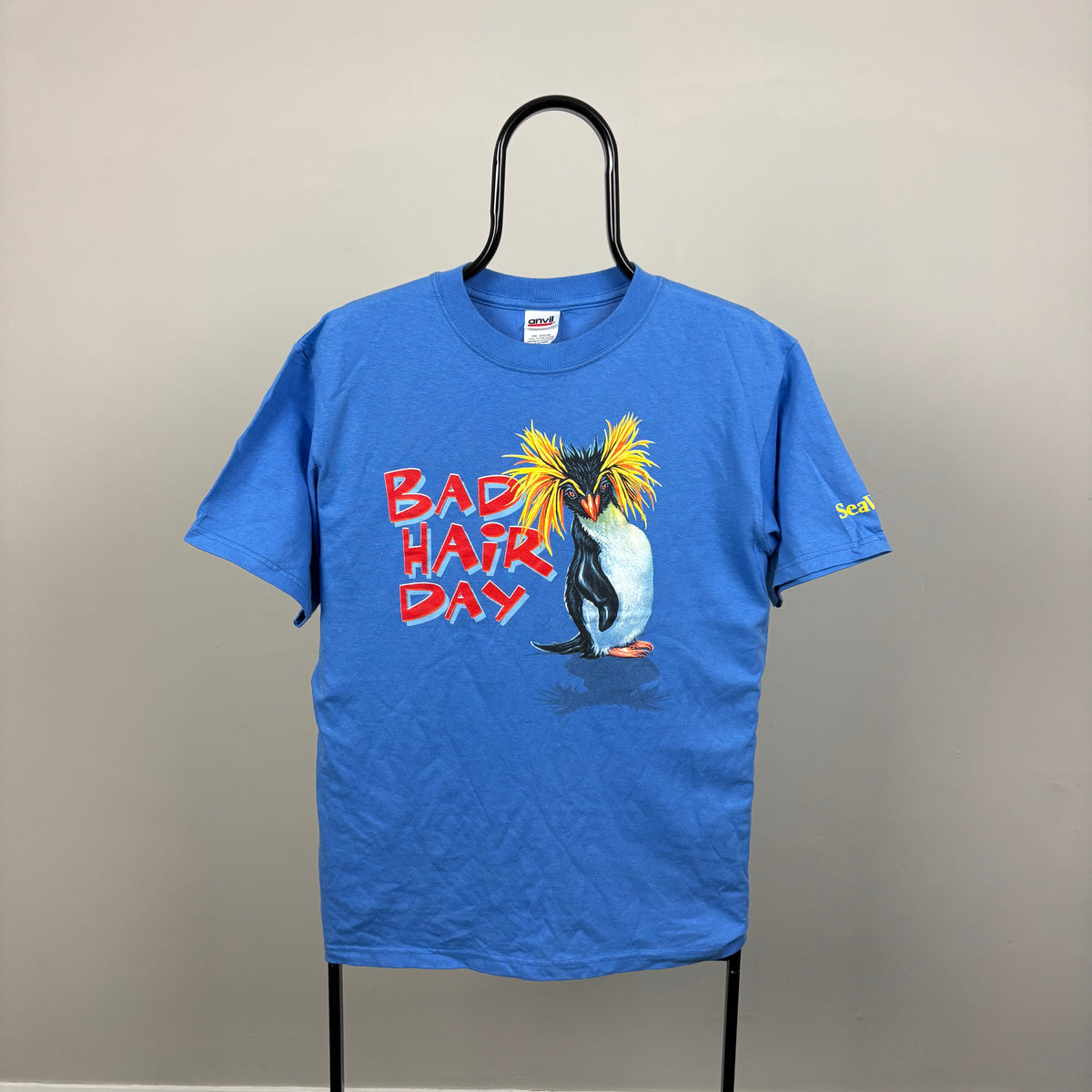 90s Seaworld Penguin T-Shirt Blue Medium