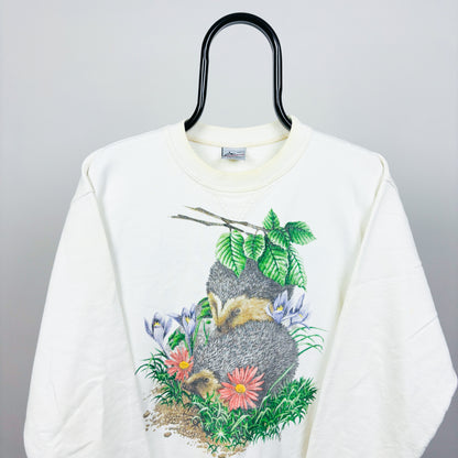90s Hedgehog Sweatshirt White Medium