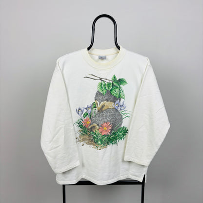 90s Hedgehog Sweatshirt White Medium