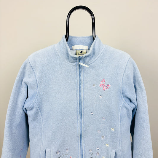 90s Tulchan Butterfly Fleece Sweatshirt Blue Small