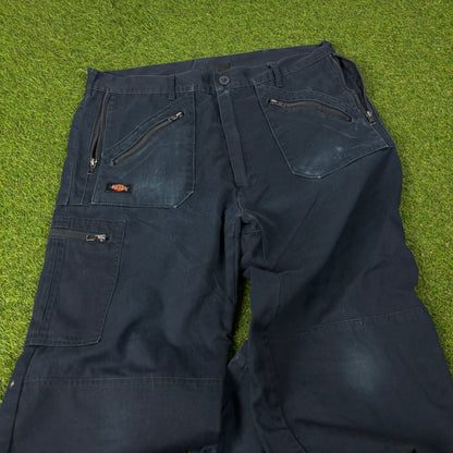 00s Dickies Painters Cargo Trousers Joggers Blue Large