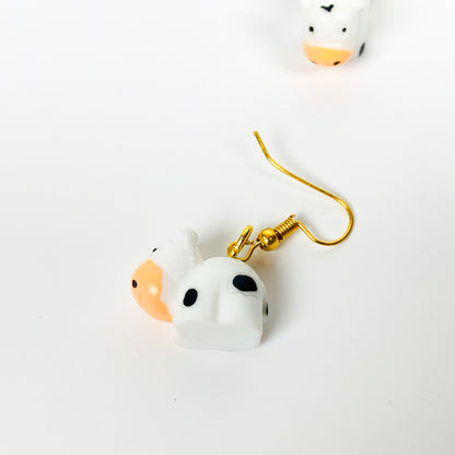 Vintage Retro Cow Earrings Gold