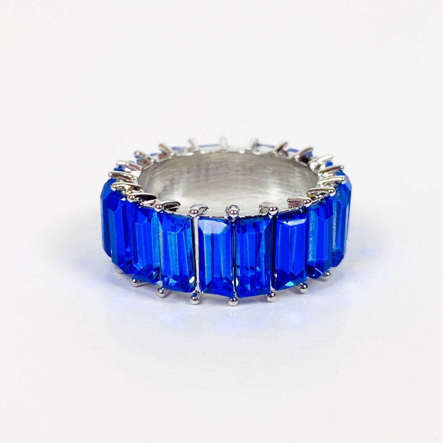 Retro Vintage Gem Ring Silver Blue