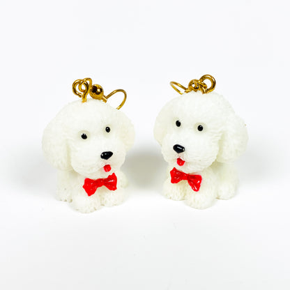 Vintage Retro Dog Earrings Gold