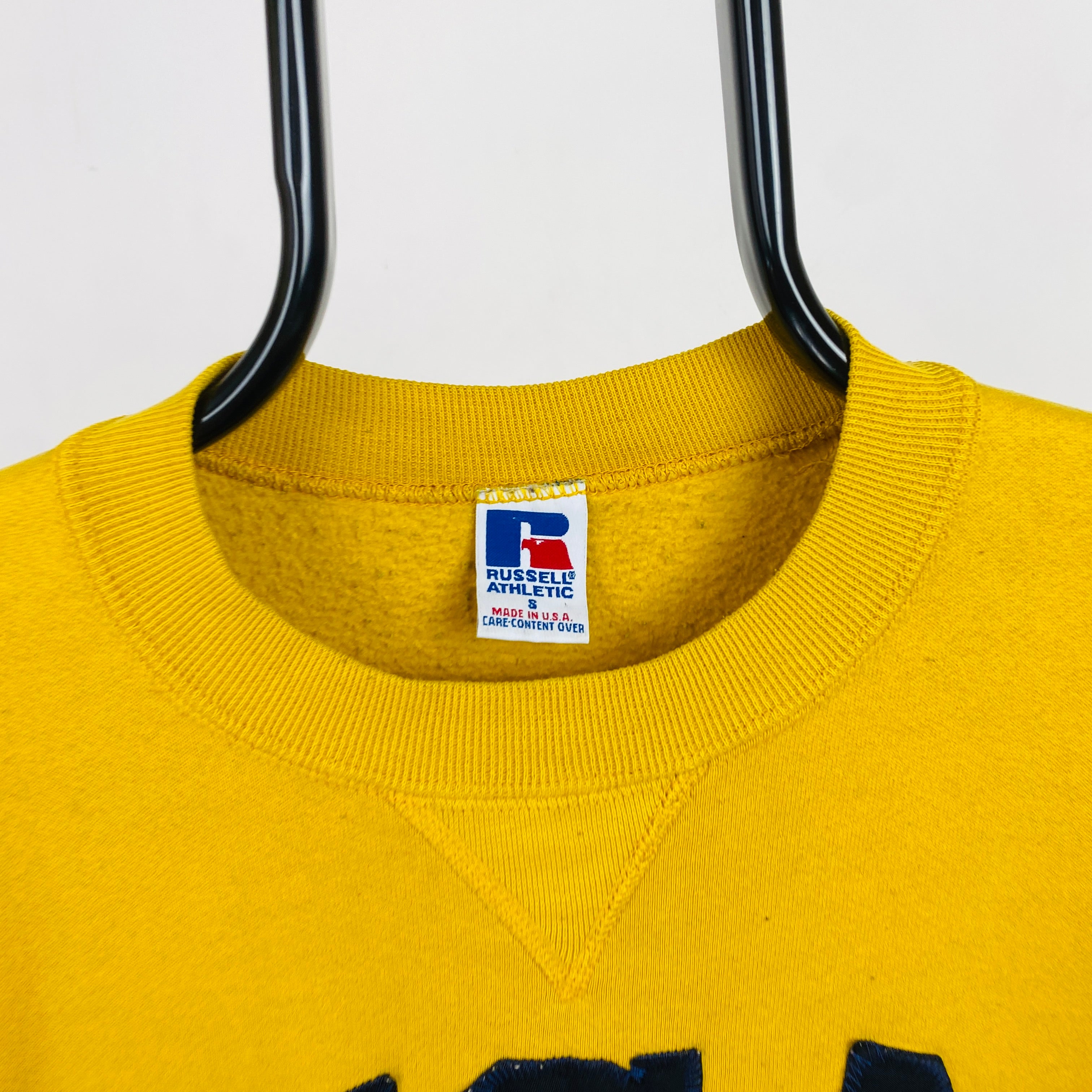 Retro Russell Athletic Sweatshirt Yellow Small